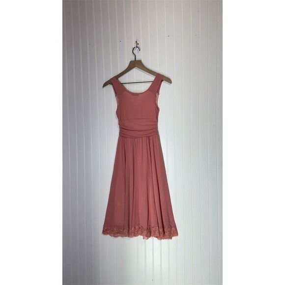 Twenty One Dusty Rose Fit & Flare Lace Mesh Dress Small Made in USA Cottagecore - Picture 2 of 7